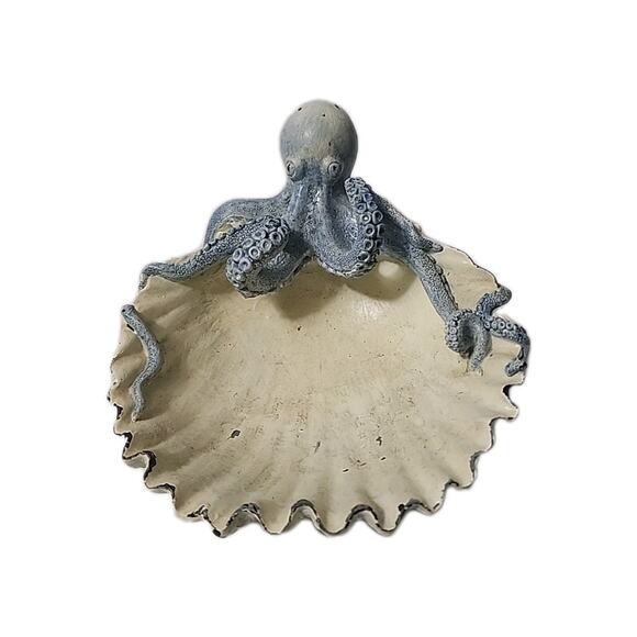 Distressed Octopus Clamshell Decorative Bowl - Picture 1 of 7